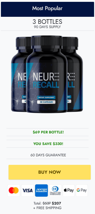 neuro recall 3 bottles price